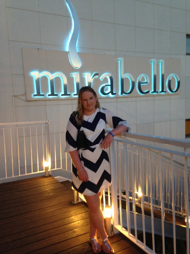 At our hotel in Jane Norman dress - the chevron pattern and the shape is reminiscent of the 70's - an era greatly influencing fashion this season